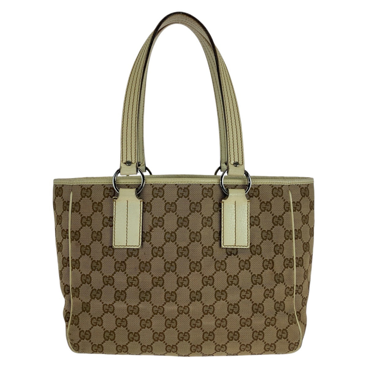 GUCCI Tote Bag 11309 GG canvas, leather beige white white Tote Bag Shoulder Bag Women Used