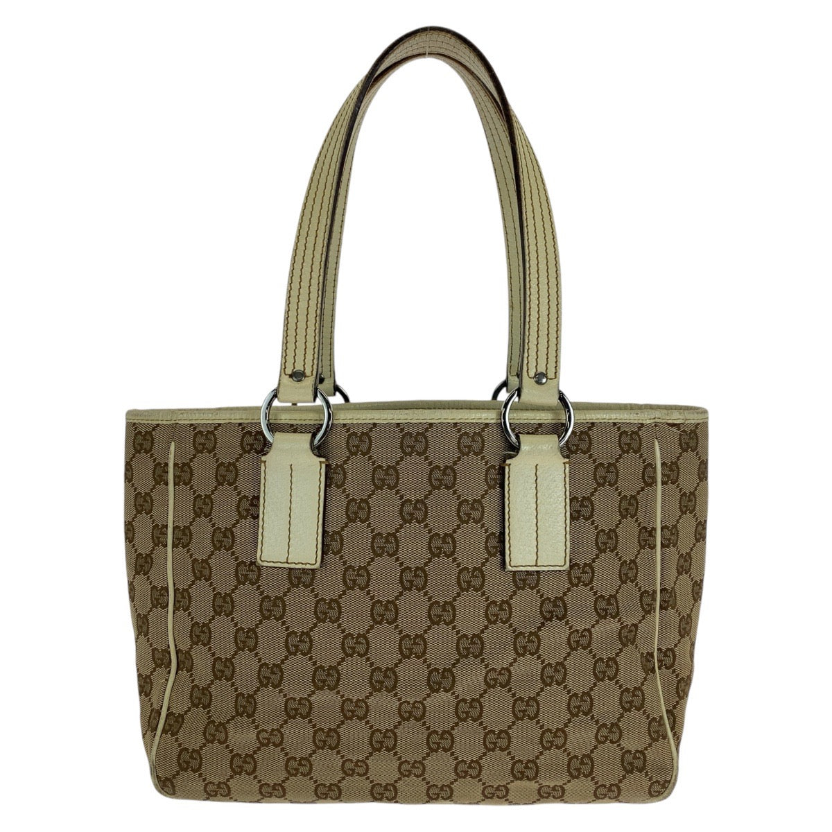 GUCCI Tote Bag 11309 GG canvas, leather beige white white Tote Bag Shoulder Bag Women Used