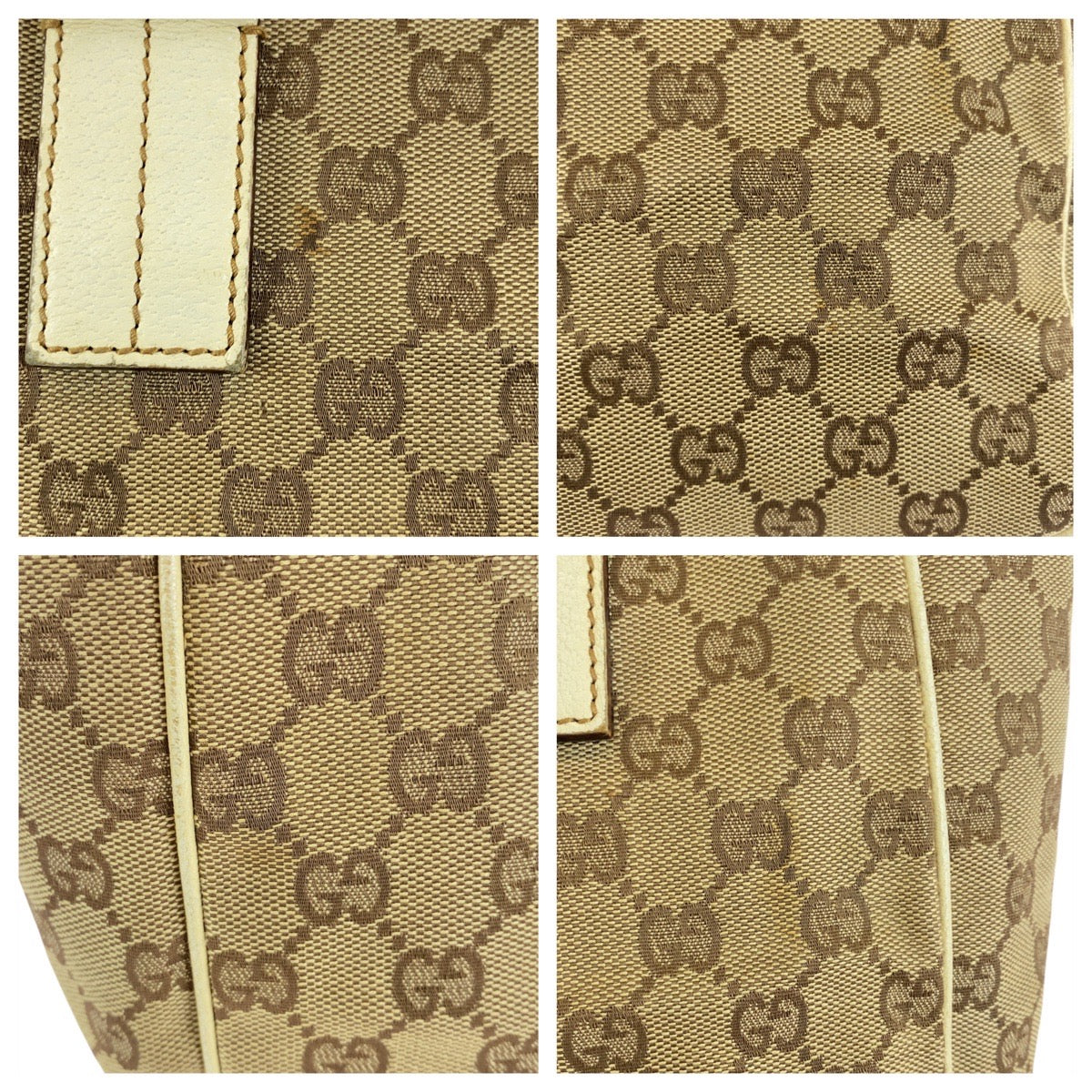 GUCCI Tote Bag 11309 GG canvas, leather beige white white Tote Bag Shoulder Bag Women Used