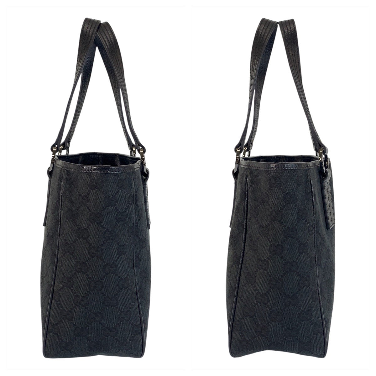GUCCI Tote Bag 113019 GG canvas, leather Black black Tote Bag Shoulder Bag Women Used