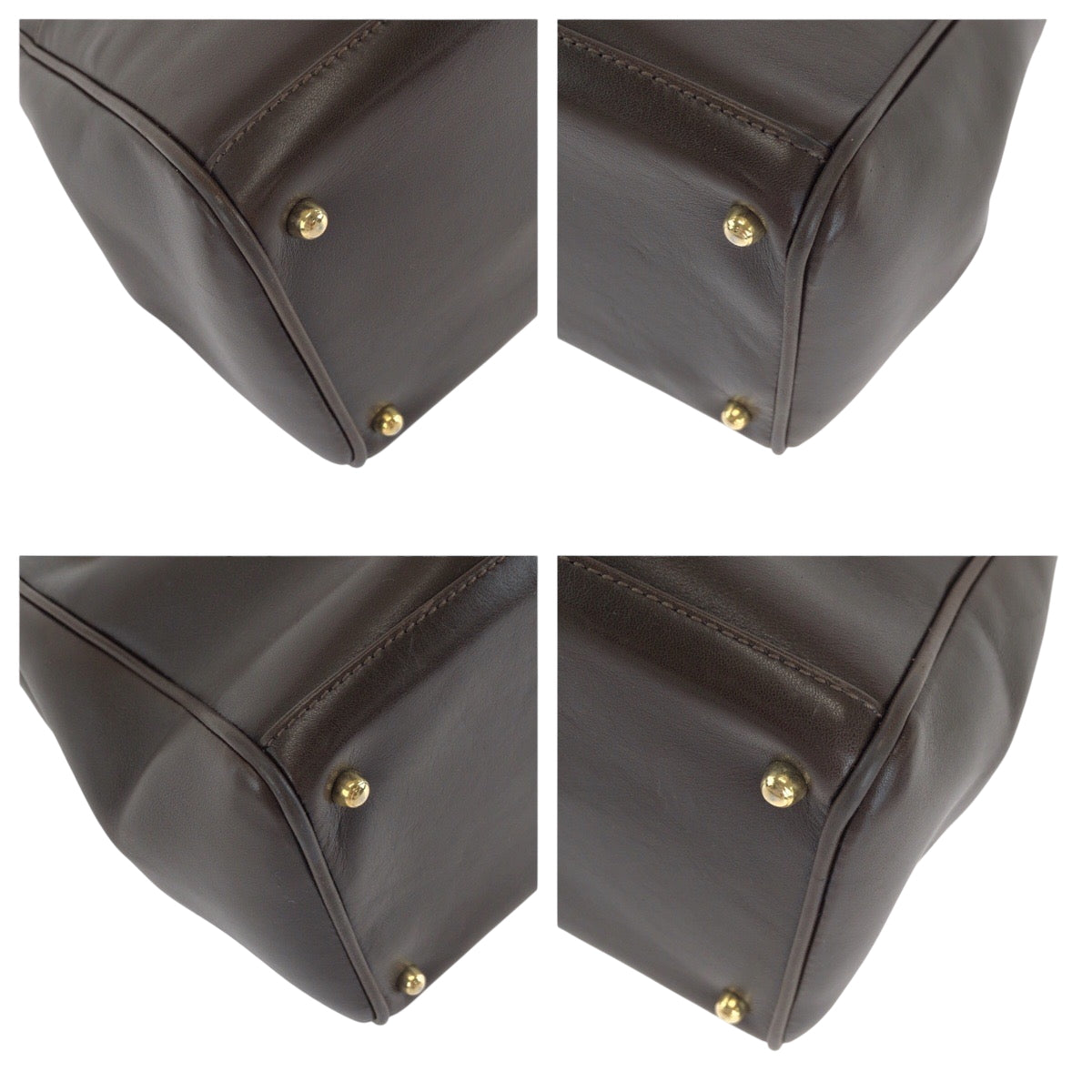 GUCCI Handbag 000 032 0015 leather Brown Gold Metal Shoulder Bag Handbag 2way Bamboo Women Used