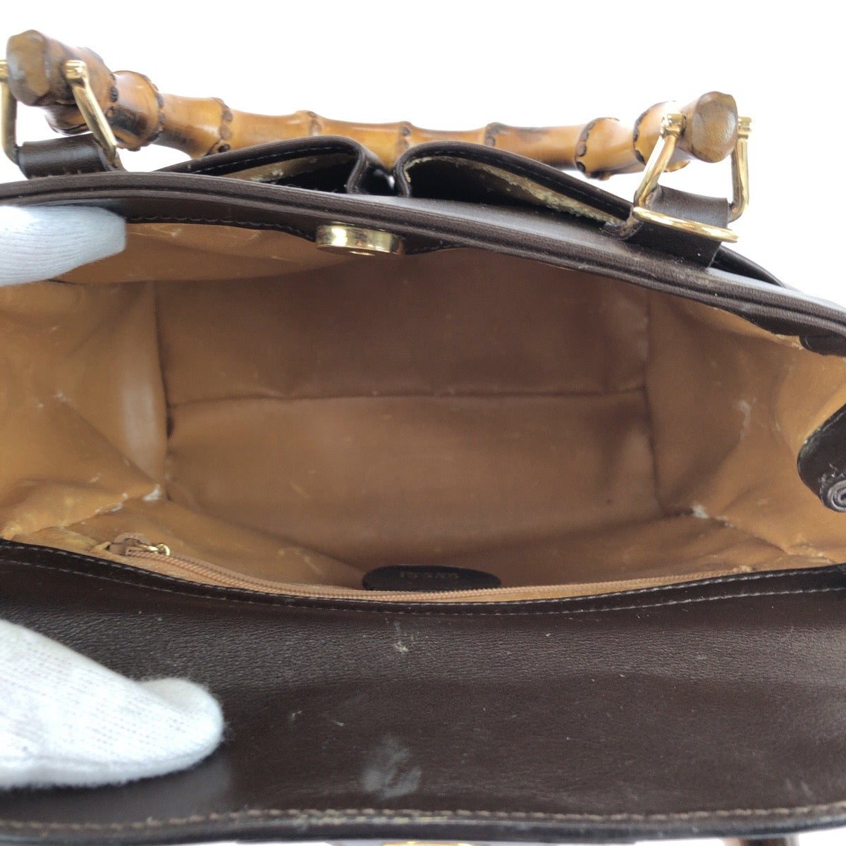 GUCCI Handbag 000 032 0015 leather Brown Gold Metal Shoulder Bag Handbag 2way Bamboo Women Used