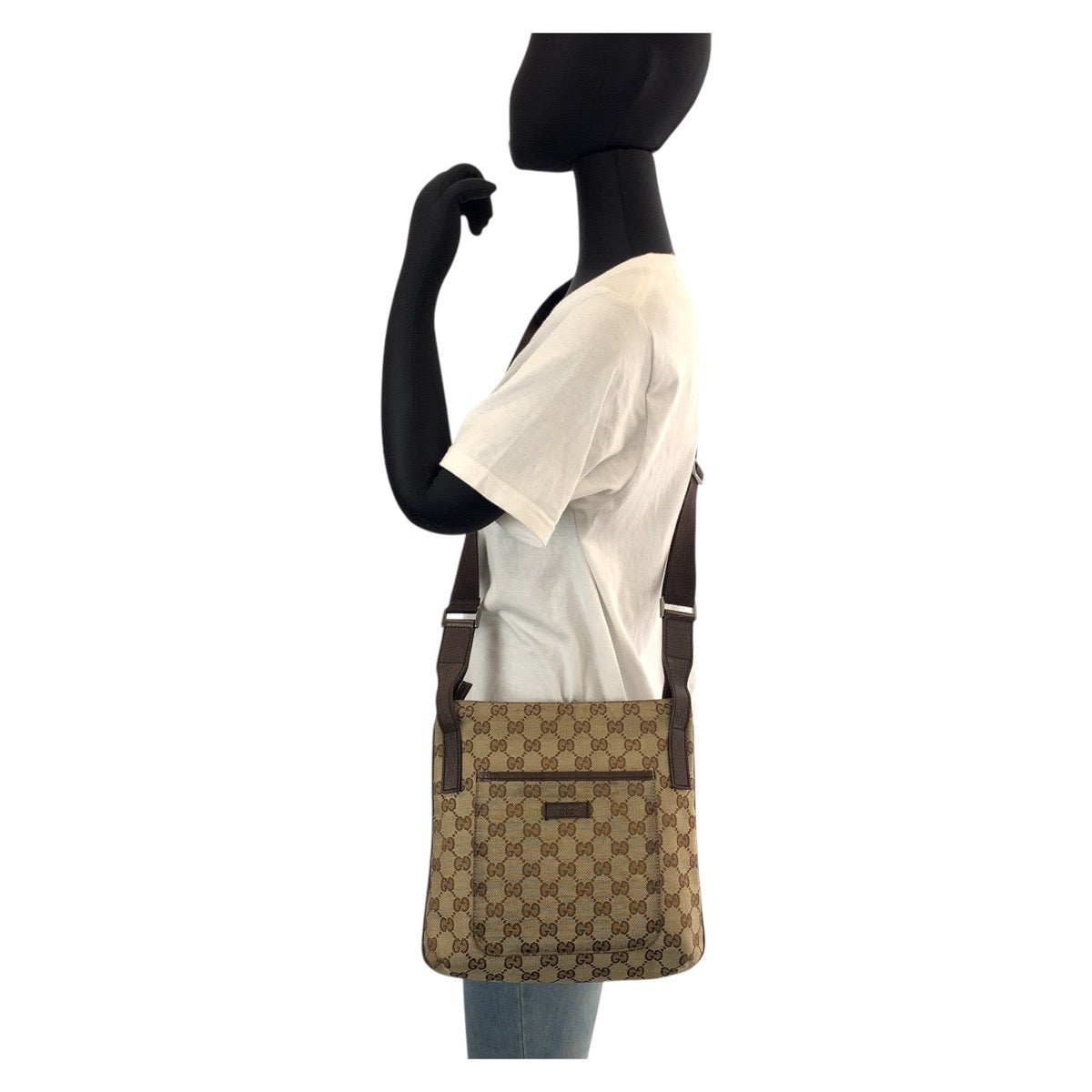 GUCCI Shoulder Bag 122793 GG canvas, leather Brown beige Shoulder Bag Messenger bag Women Used