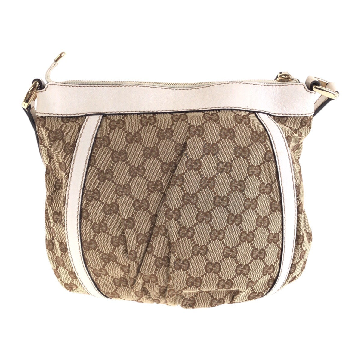GUCCI Shoulder Bag 203257 GG canvas, leather Beige White Gold Metal Crossbody Shoulder Bag Women Used
