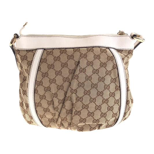 GUCCI Shoulder Bag 203257 GG canvas, leather Beige White Gold Metal Crossbody Shoulder Bag Women Used