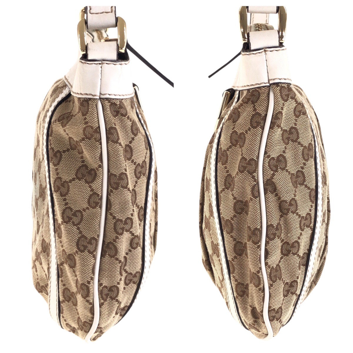 GUCCI Shoulder Bag 203257 GG canvas, leather Beige White Gold Metal Crossbody Shoulder Bag Women Used