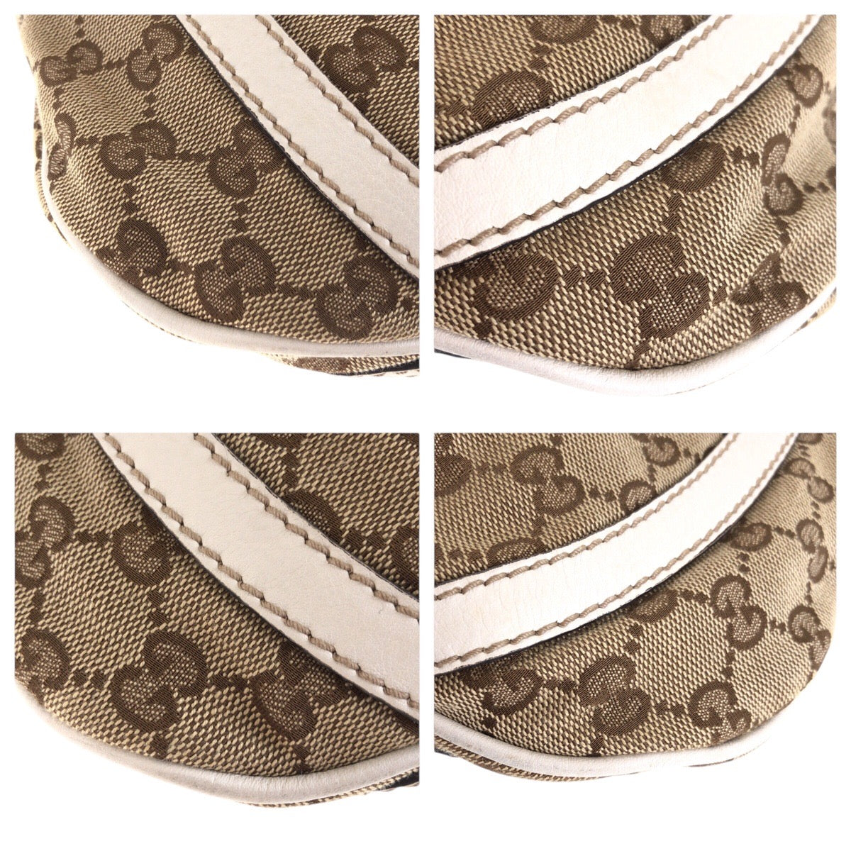 GUCCI Shoulder Bag 203257 GG canvas, leather Beige White Gold Metal Crossbody Shoulder Bag Women Used