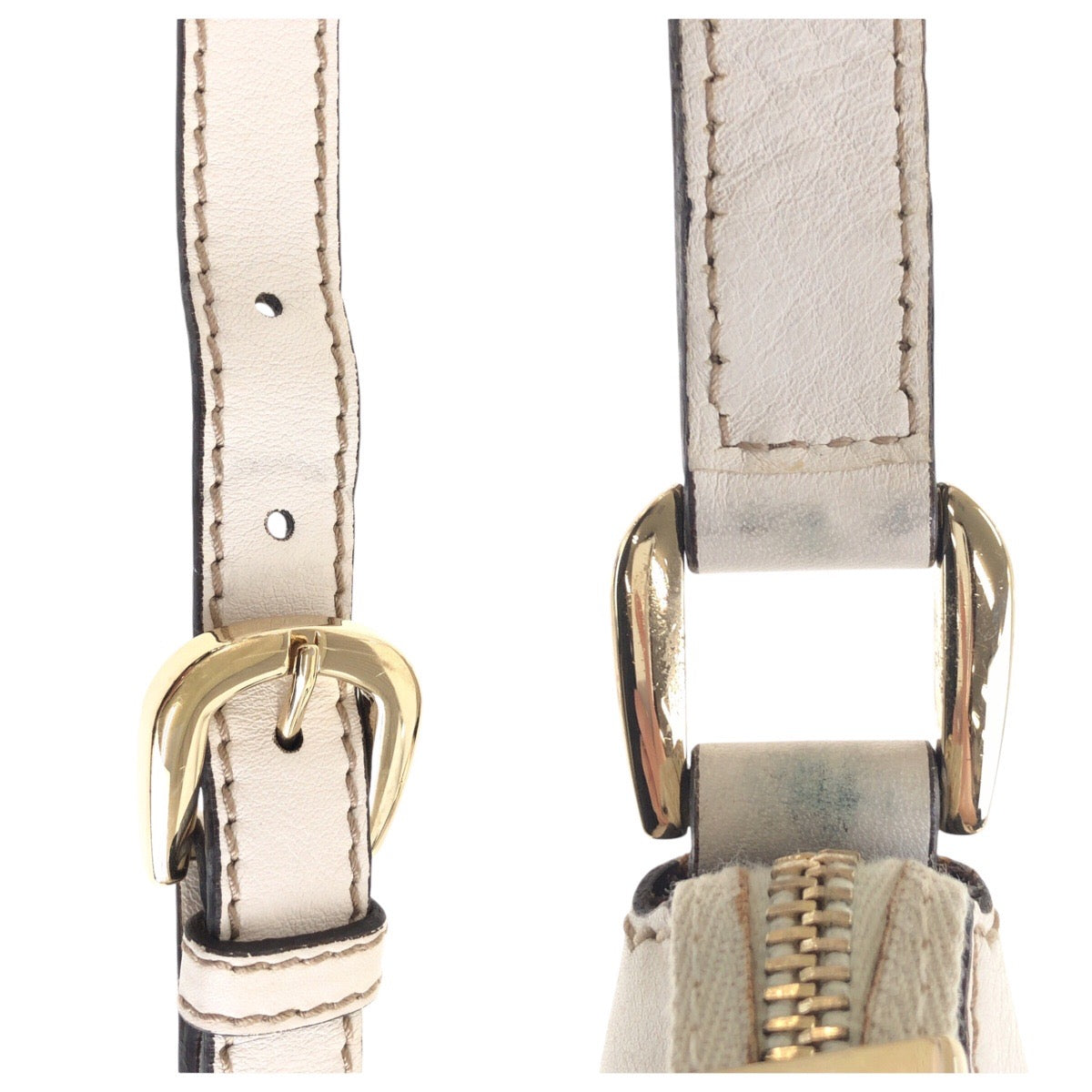 GUCCI Shoulder Bag 203257 GG canvas, leather Beige White Gold Metal Crossbody Shoulder Bag Women Used