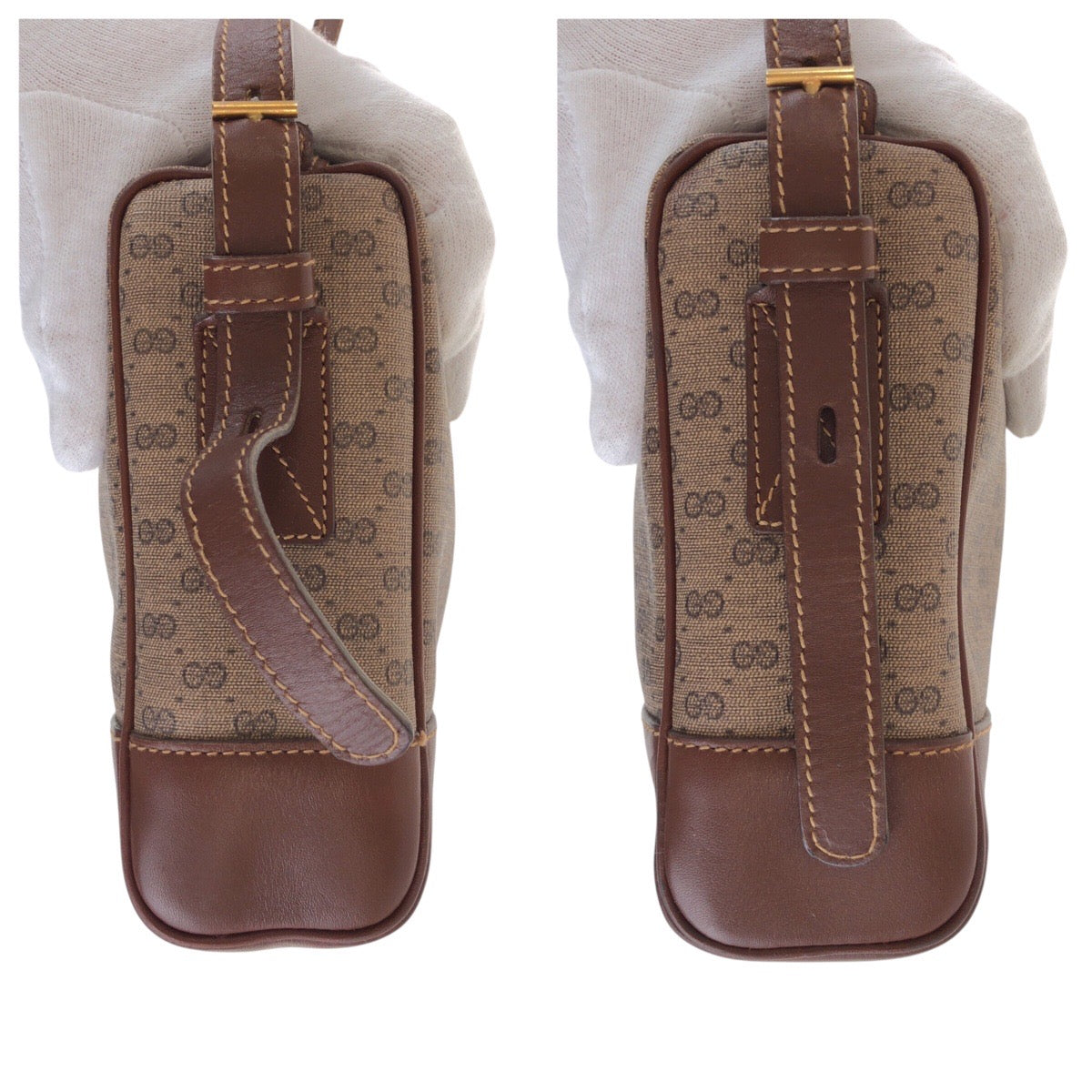GUCCI Shoulder Bag 007 261 1148 GG Supreme canvas, leather Brown Gold Metal Shoulder Bag pochette Old Gucci Micro GG Women Used