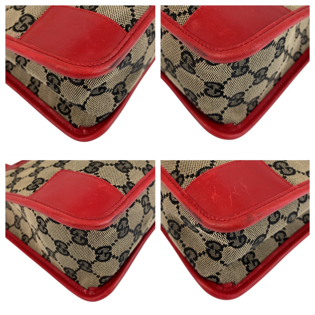GUCCI Tote Bag 000 0856 GG canvas, leather Red beige Tote Bag Women Used