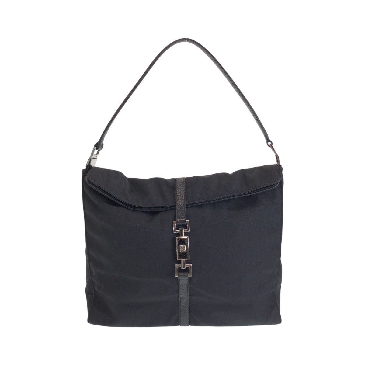 GUCCI Shoulder Bag 001 3355 Nylon Black SilverMetal One Shoulder Bag Jackie Women Used