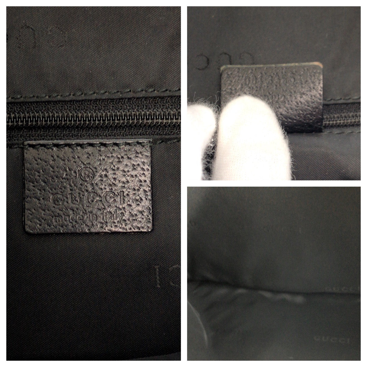 GUCCI Shoulder Bag 001 3355 Nylon Black SilverMetal One Shoulder Bag Jackie Women Used