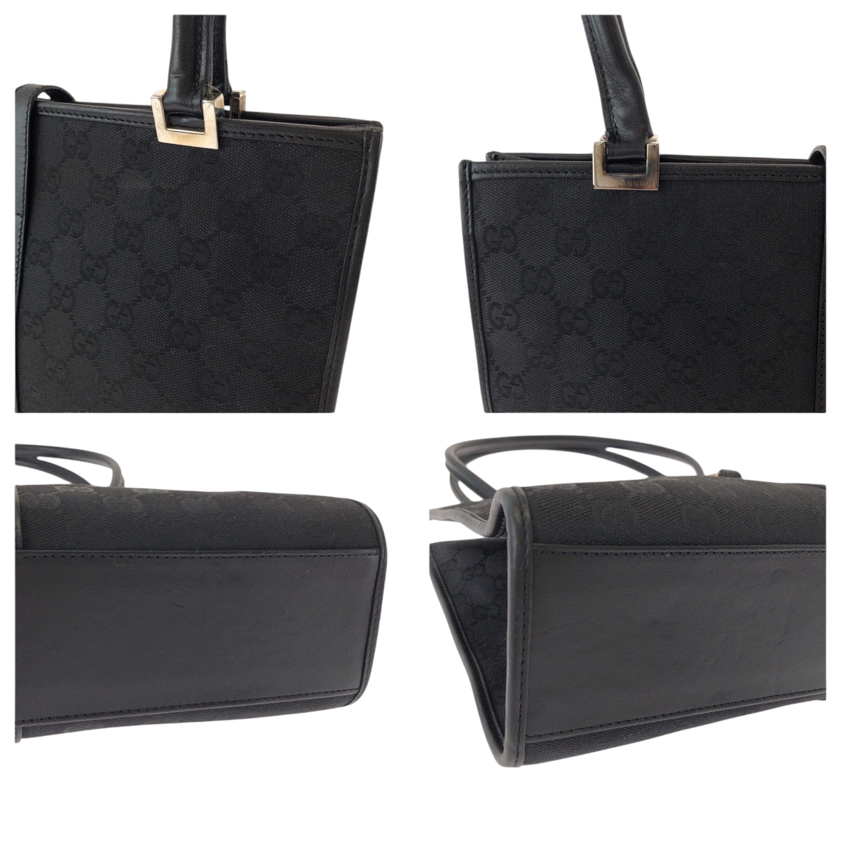 GUCCI Tote Bag 002 1073 GG canvas Black SilverMetal Tote Bag Shoulder Bag Jackie Women Used