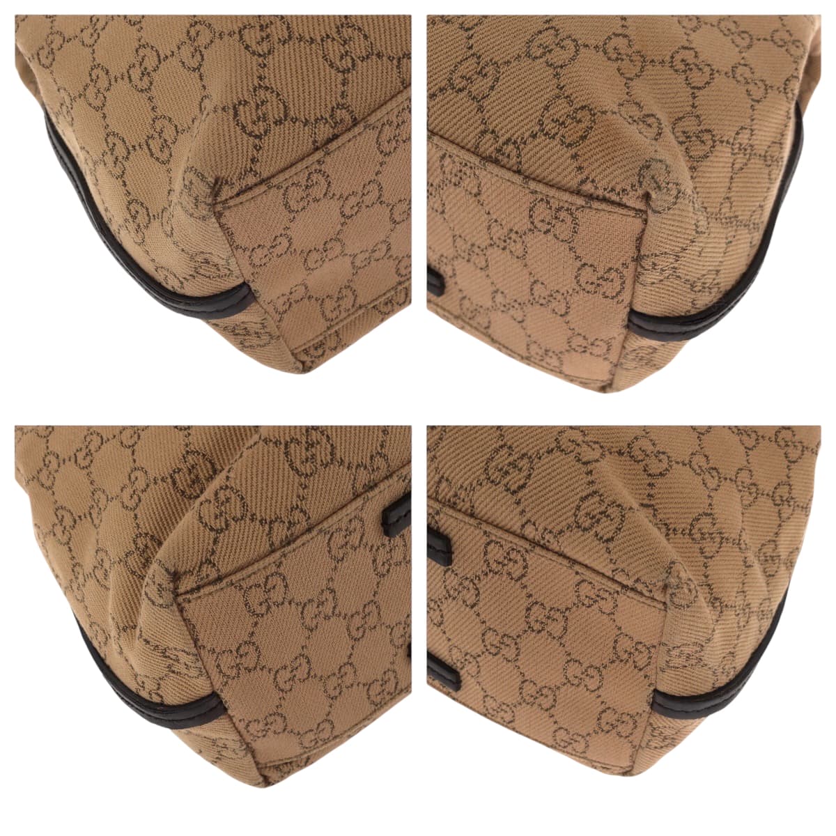 GUCCI Tote Bag 101341 canvas Brown Black Metal Tote Bag Shoulder Bag Women Used