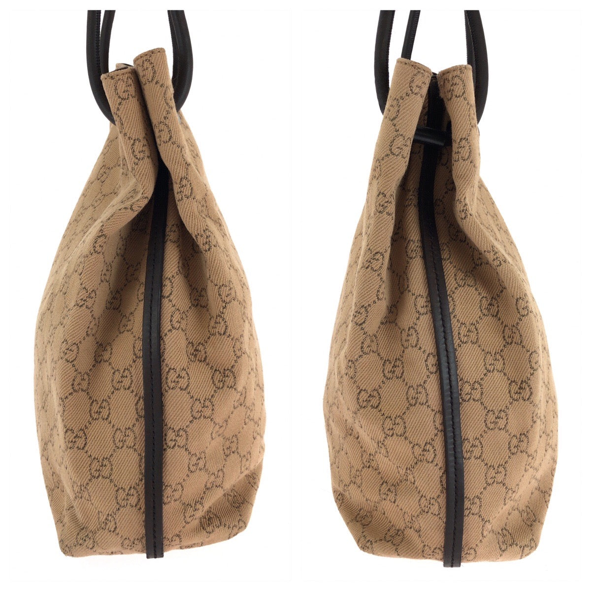 GUCCI Tote Bag 101341 canvas Brown Black Metal Tote Bag Shoulder Bag Women Used