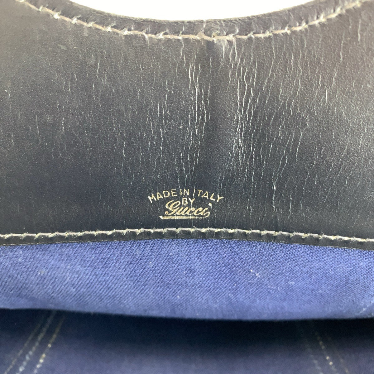 GUCCI Tote Bag GG Supreme canvas, leather Navy gray Tote Bag Sherry line Women Used
