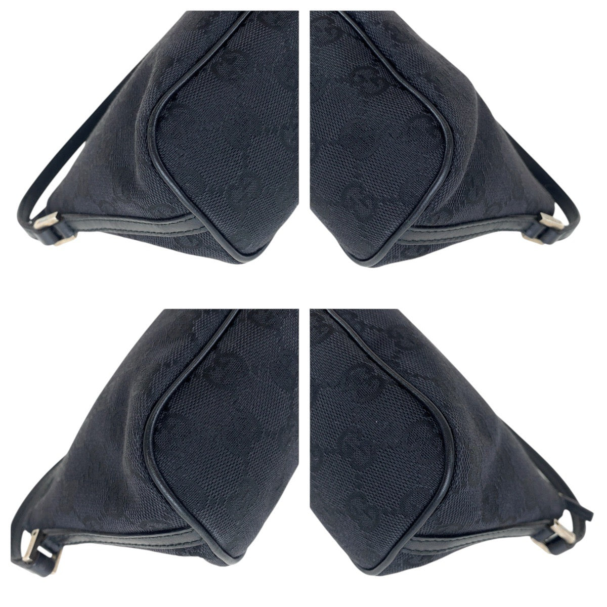 GUCCI Handbag 039 1103 GG canvas, leather Black SilverMetal Handbag accessory pouch Women Used