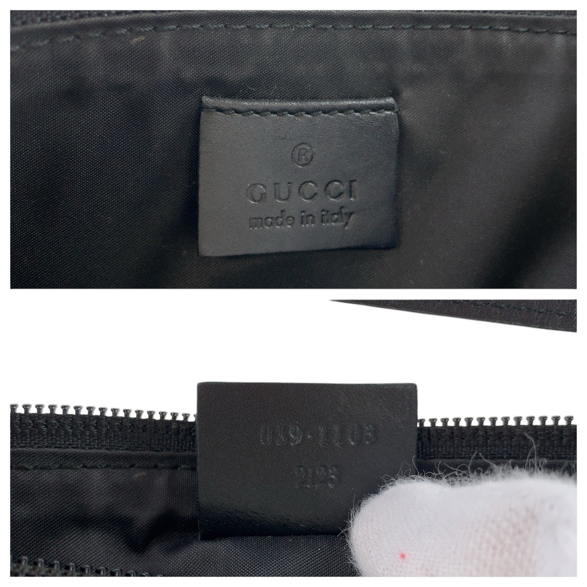 GUCCI Handbag 039 1103 GG canvas, leather Black SilverMetal Handbag accessory pouch Women Used