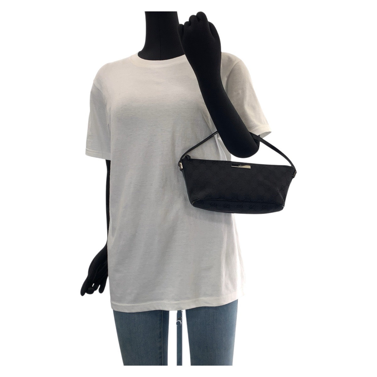 GUCCI Handbag 039 1103 GG canvas, leather Black SilverMetal Handbag accessory pouch Women Used