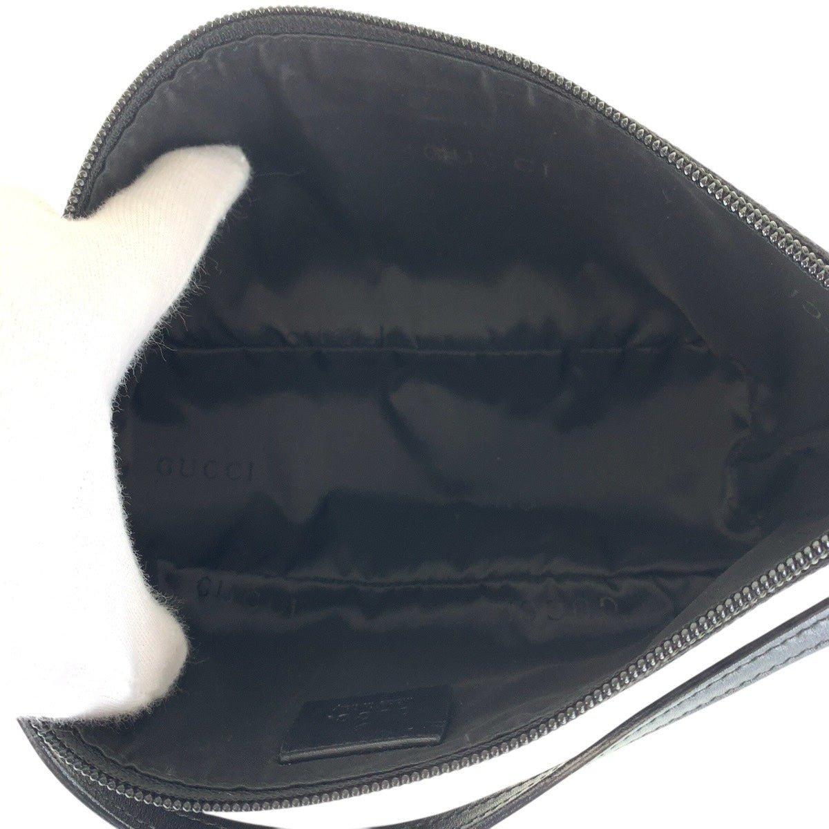 GUCCI Handbag 039 1103 GG canvas, leather Black SilverMetal Handbag accessory pouch Women Used