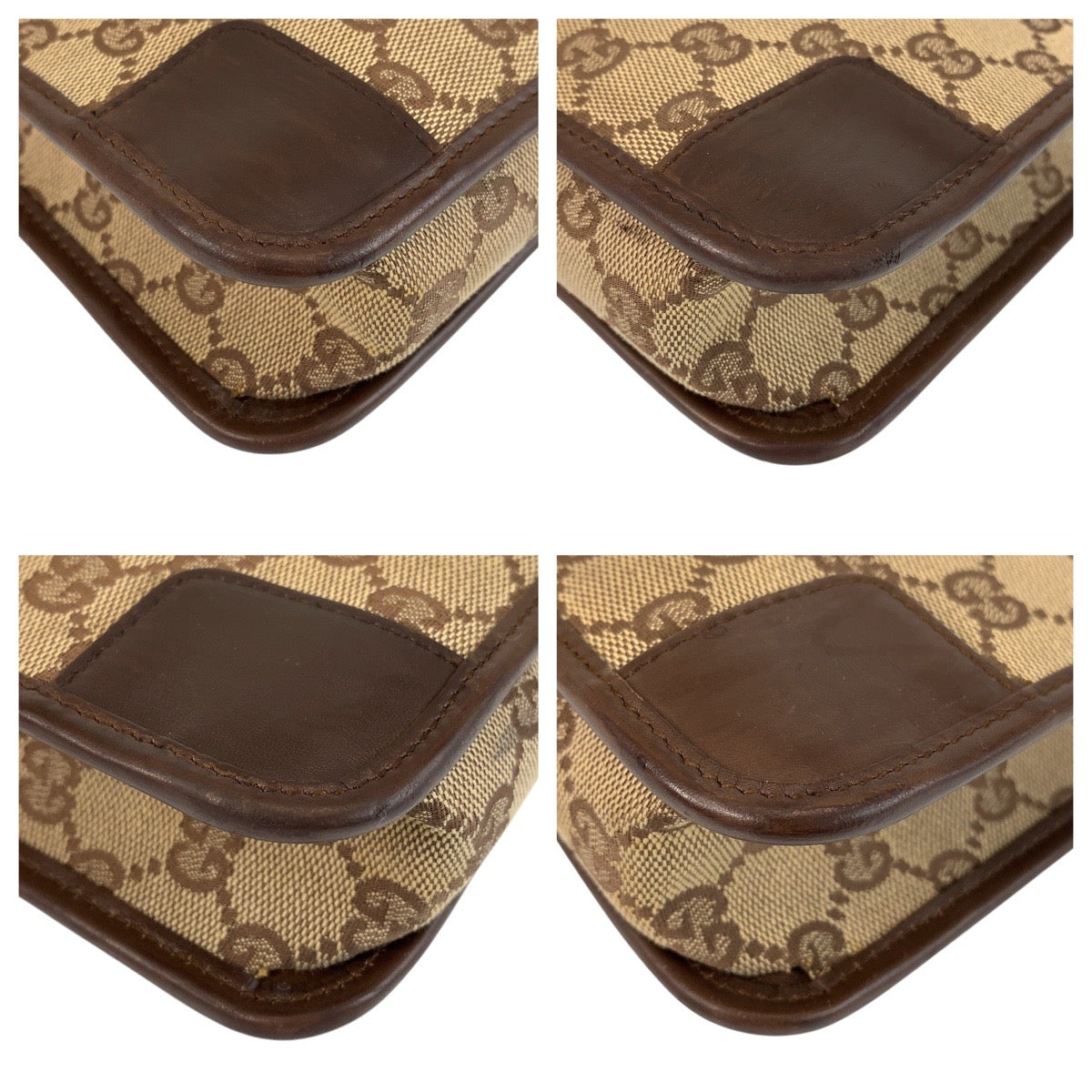 GUCCI Shoulder Bag 001 4206 GG canvas, leather Beige brown Women Used