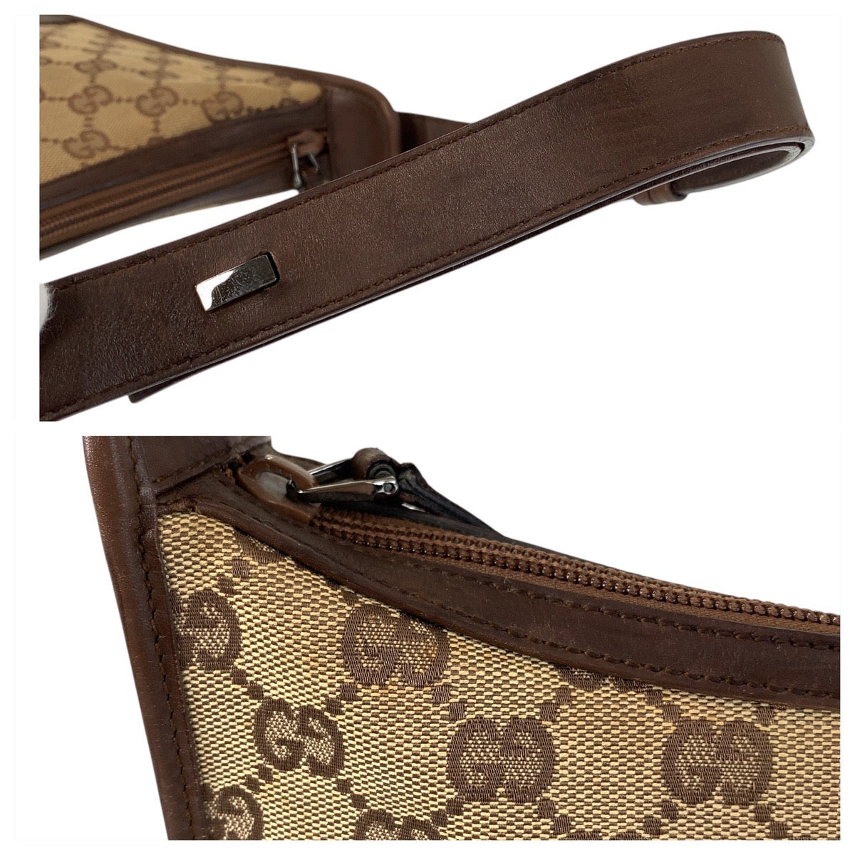 GUCCI Shoulder Bag 001 4206 GG canvas, leather Beige brown Women Used