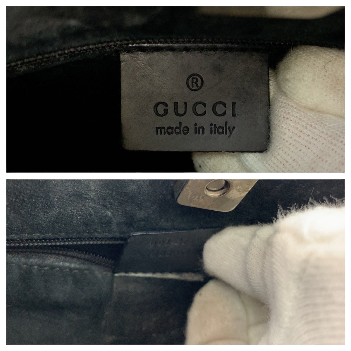 GUCCI Shoulder Bag 001 3739 leather Black Red SilverMetal Bamboo Women Used