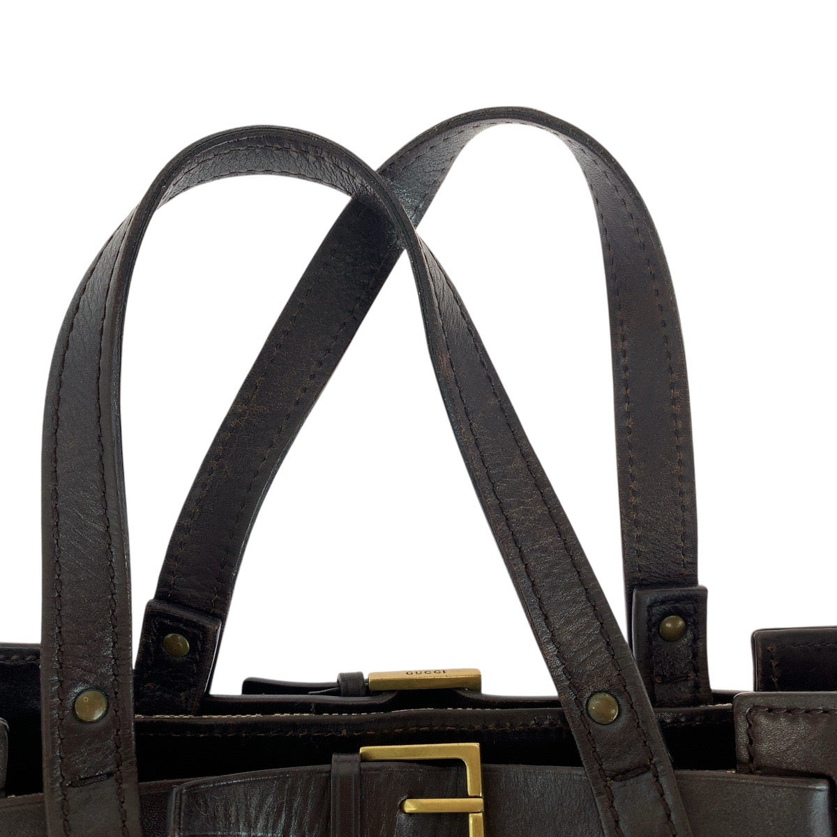GUCCI Tote Bag 106251 GG canvas, leather Brown Gold Metal Tote Bag handbag Women Used
