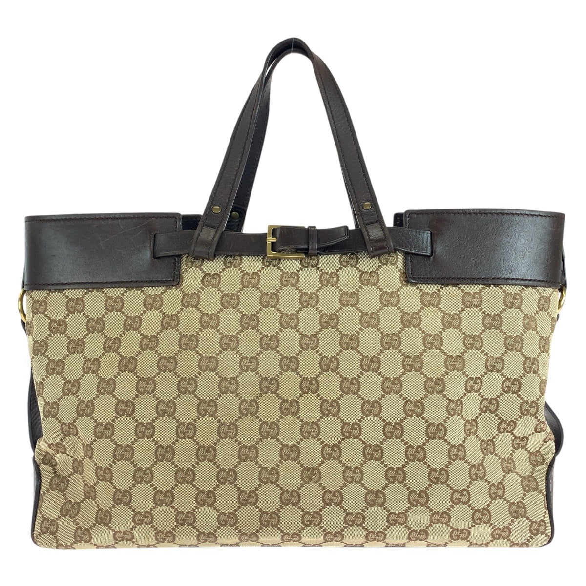 GUCCI Tote Bag 106251 GG canvas, leather Brown Gold Metal Tote Bag handbag Women Used
