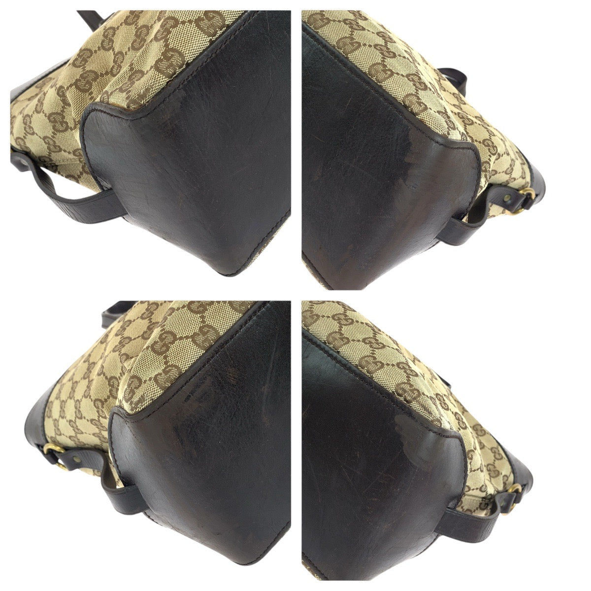 GUCCI Tote Bag 106251 GG canvas, leather Brown Gold Metal Tote Bag handbag Women Used