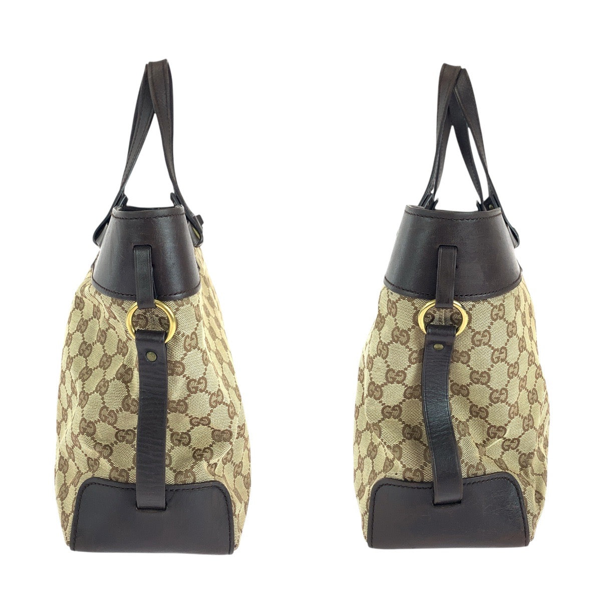 GUCCI Tote Bag 106251 GG canvas, leather Brown Gold Metal Tote Bag handbag Women Used