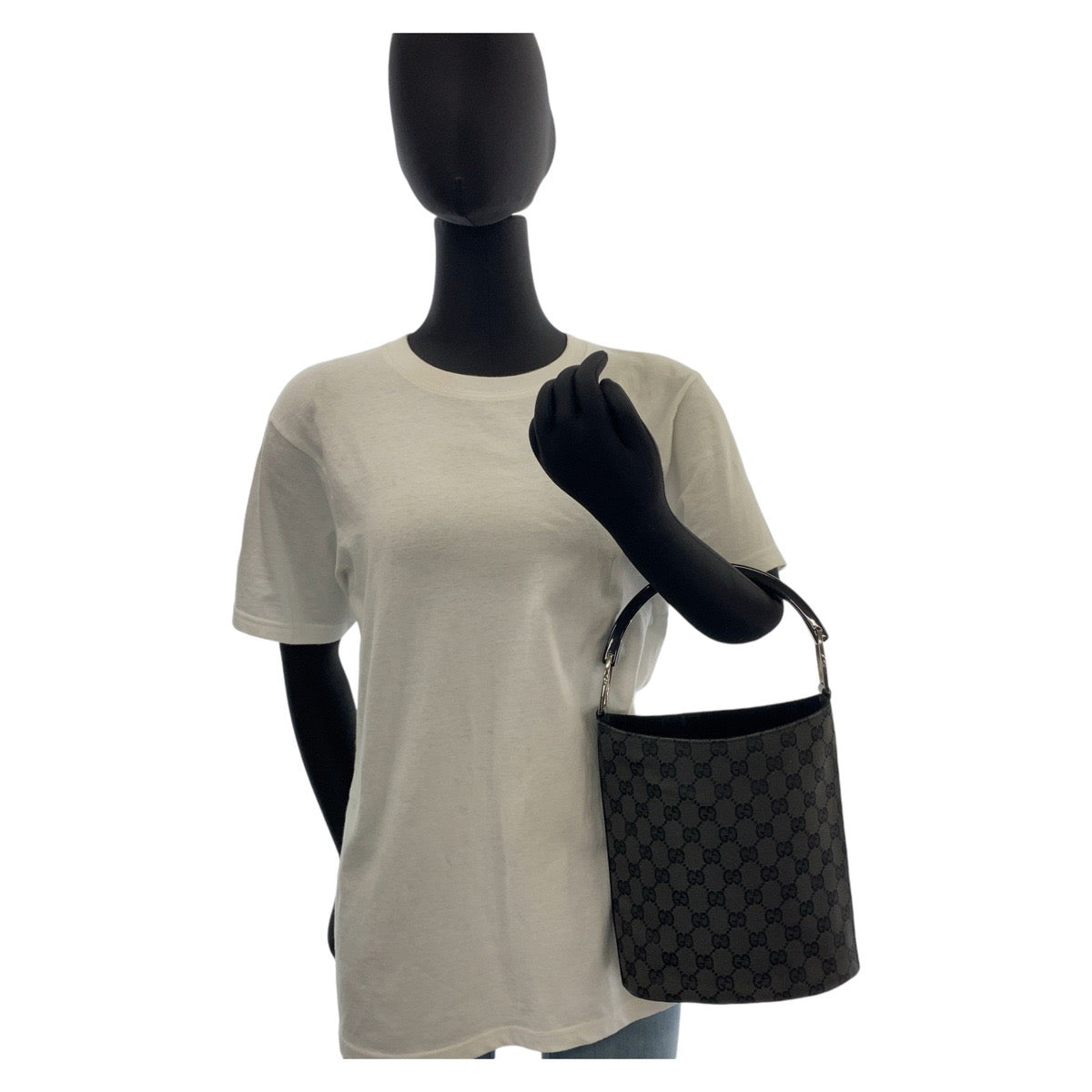 GUCCI Handbag 001 3753 GG canvas, plastic Black black Handbag Women Used