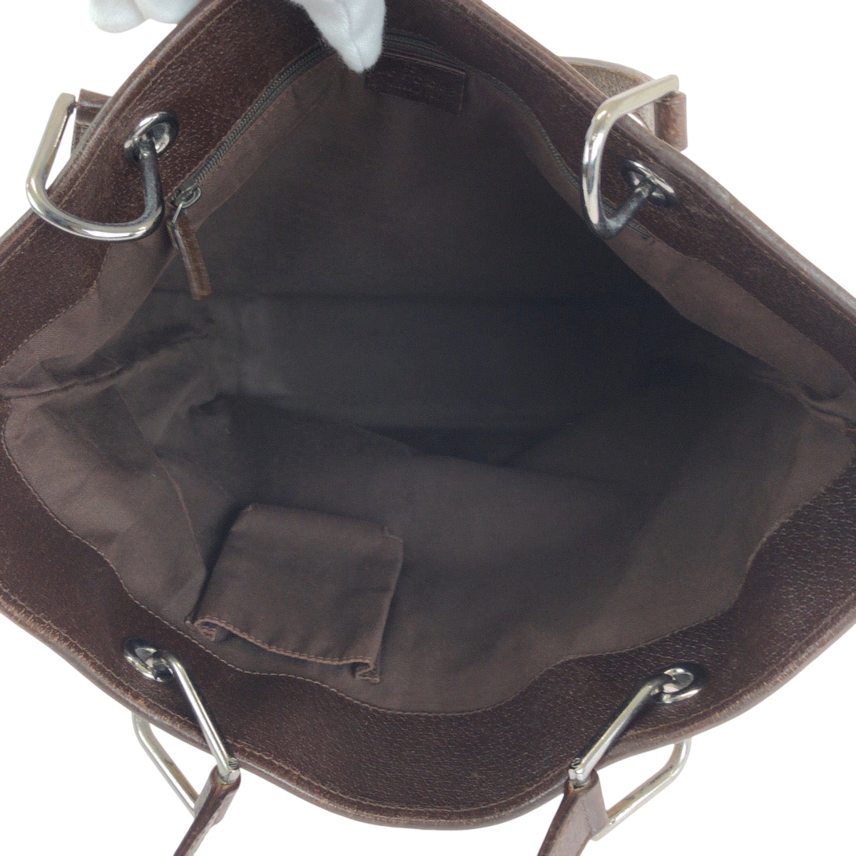 GUCCI Tote Bag 120836 GG canvas Beige Brown SilverMetal Tote Bag Shoulder Bag Women Used