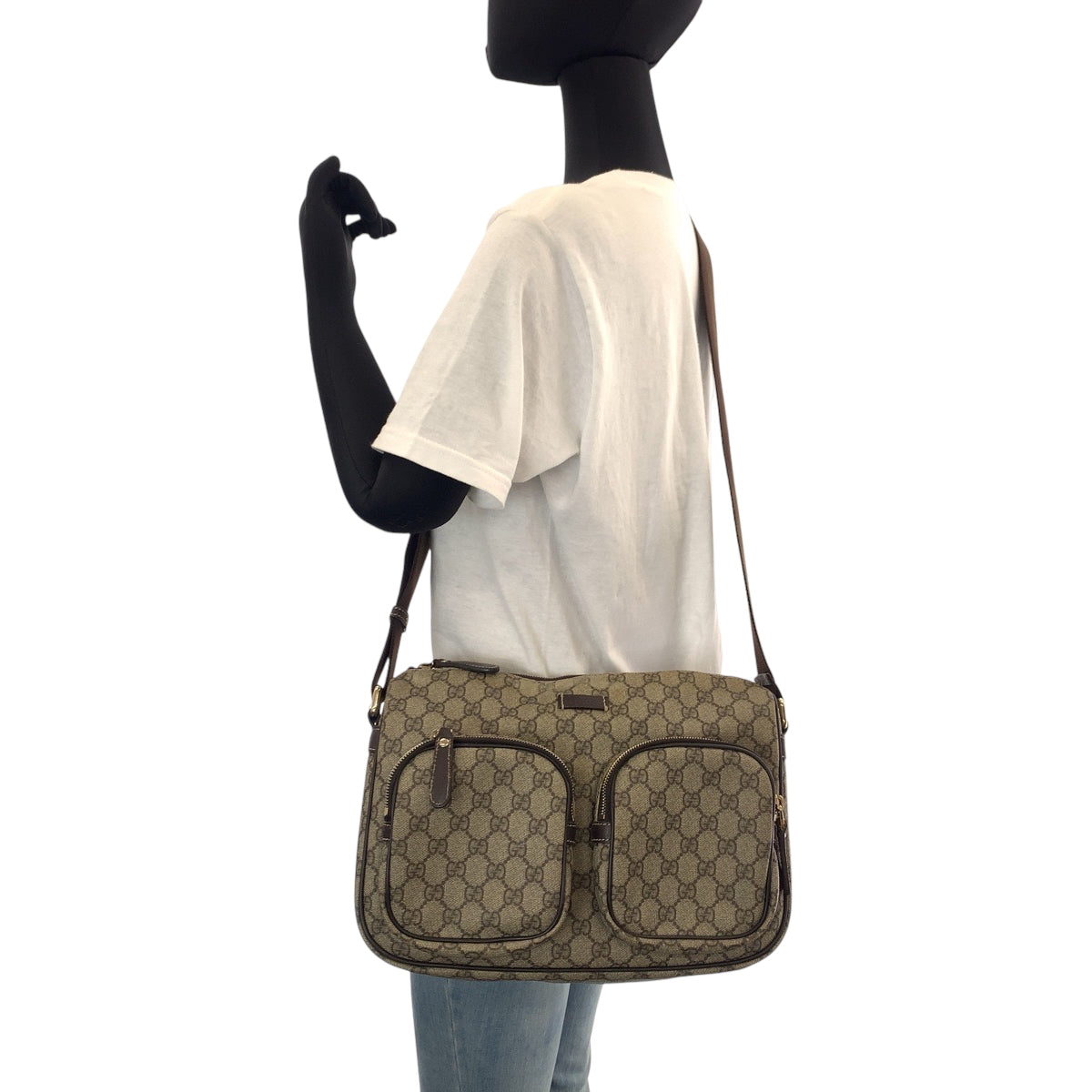 GUCCI Shoulder Bag 246861 GG Supreme Canvas Brown Beige SilverMetal Shoulder Bag Messenger bag Women Used