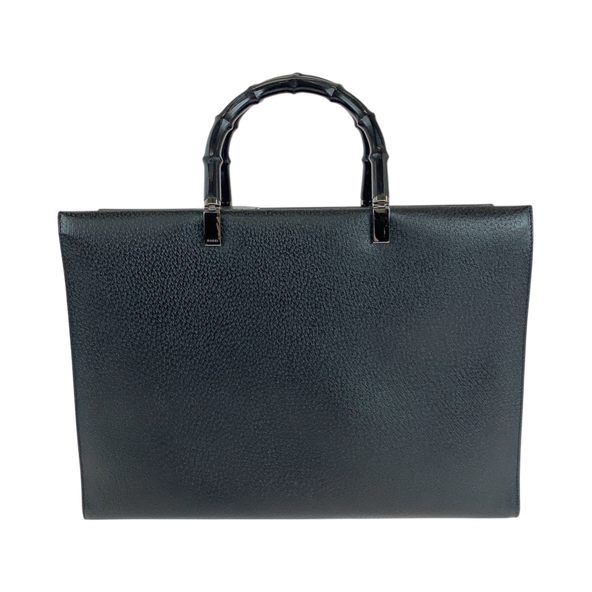 GUCCI Tote Bag 002 1034 leather Black SilverMetal Tote Bag Handbag Shoulder Bag 2way Bamboo Women Used