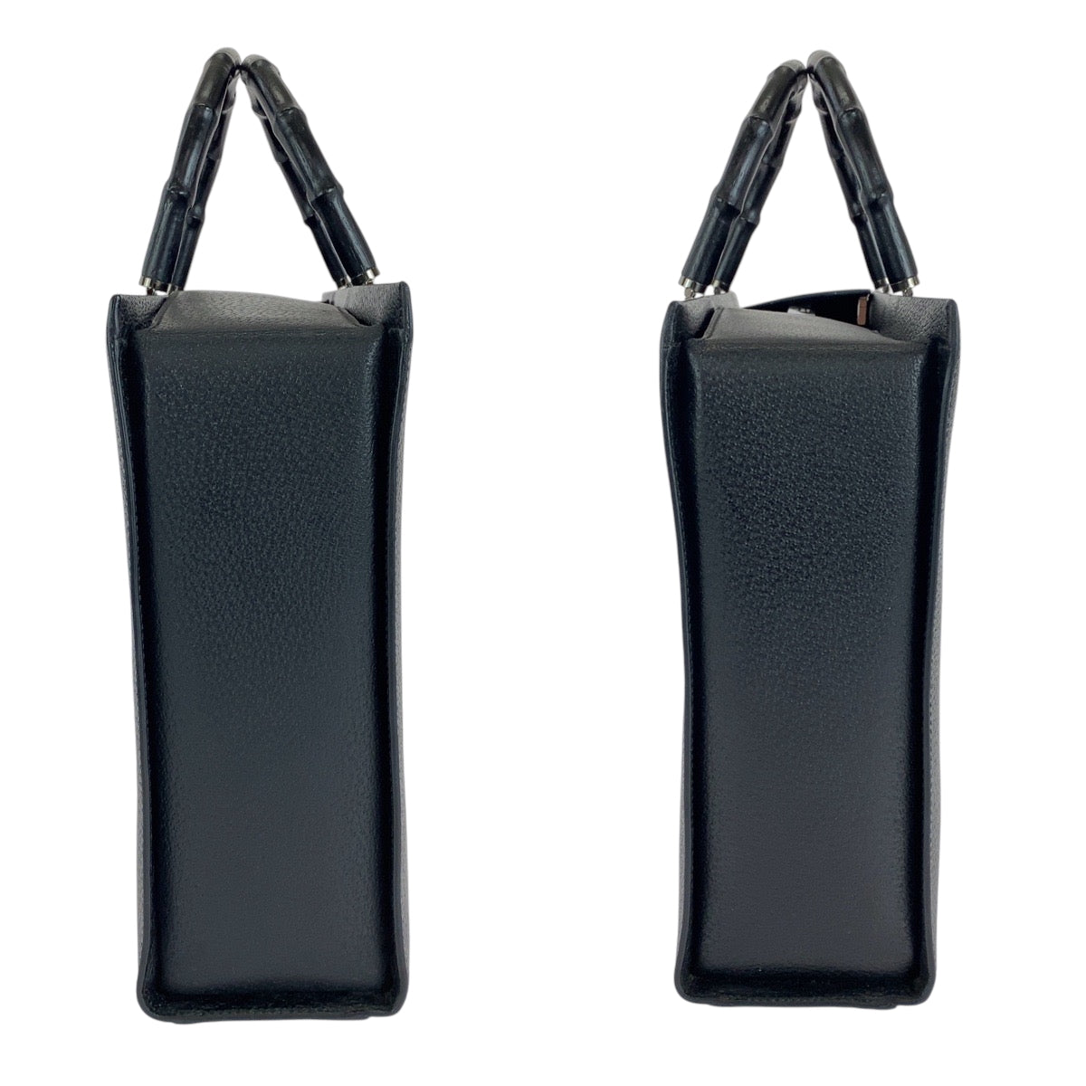 GUCCI Tote Bag 002 1034 leather Black SilverMetal Tote Bag Handbag Shoulder Bag 2way Bamboo Women Used