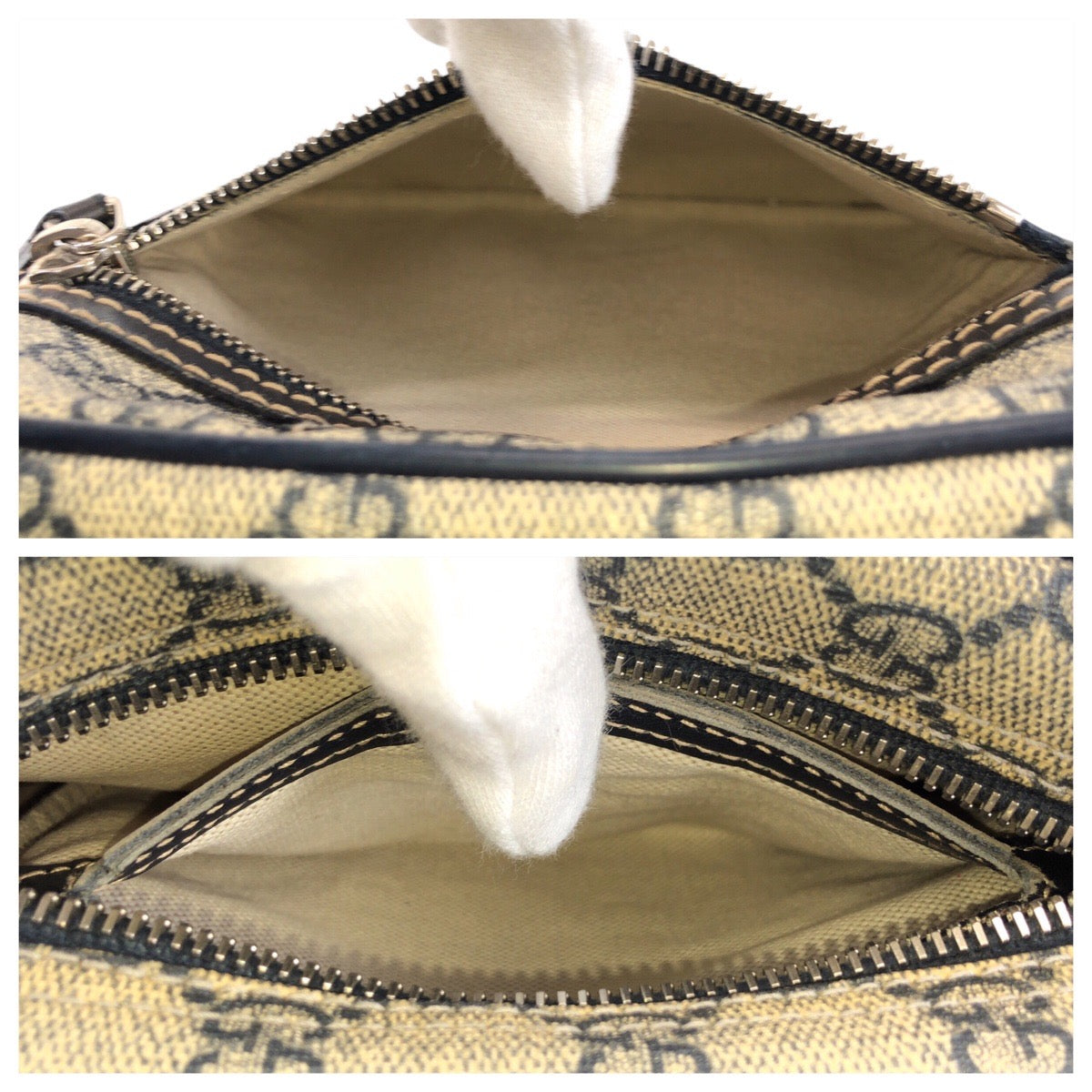 GUCCI Shoulder Bag 233268 GG Supreme canvas, leather Gray Navy SilverMetal Shoulder Bag pochette Women Used