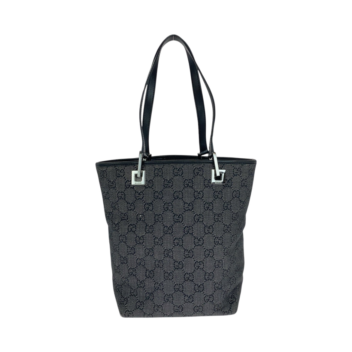 GUCCI Tote Bag 31244 GG canvas Black SilverMetal Tote Bag Shoulder Bag Women Used