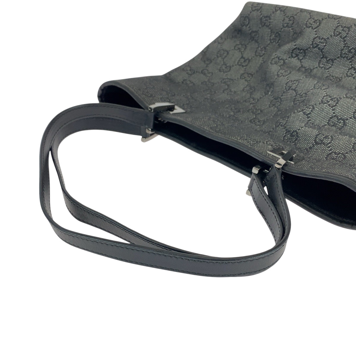 GUCCI Tote Bag 31244 GG canvas Black SilverMetal Tote Bag Shoulder Bag Women Used
