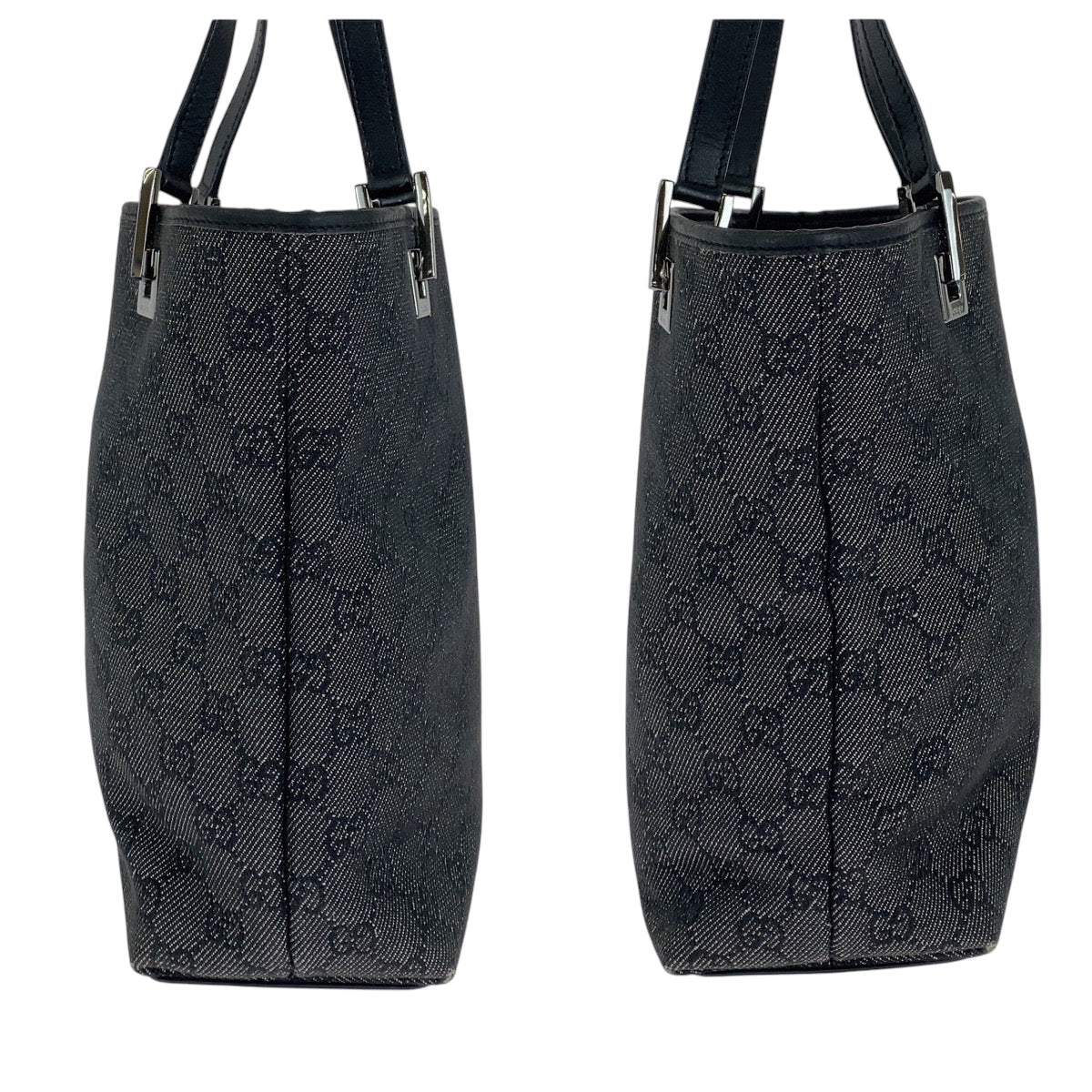 GUCCI Tote Bag 31244 GG canvas Black SilverMetal Tote Bag Shoulder Bag Women Used