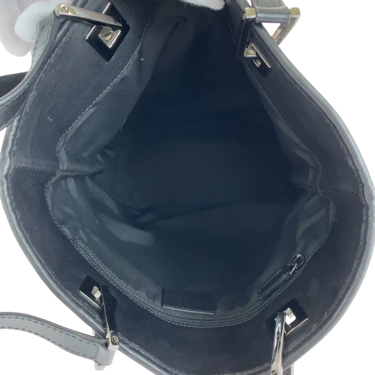 GUCCI Tote Bag 31244 GG canvas Black SilverMetal Tote Bag Shoulder Bag Women Used