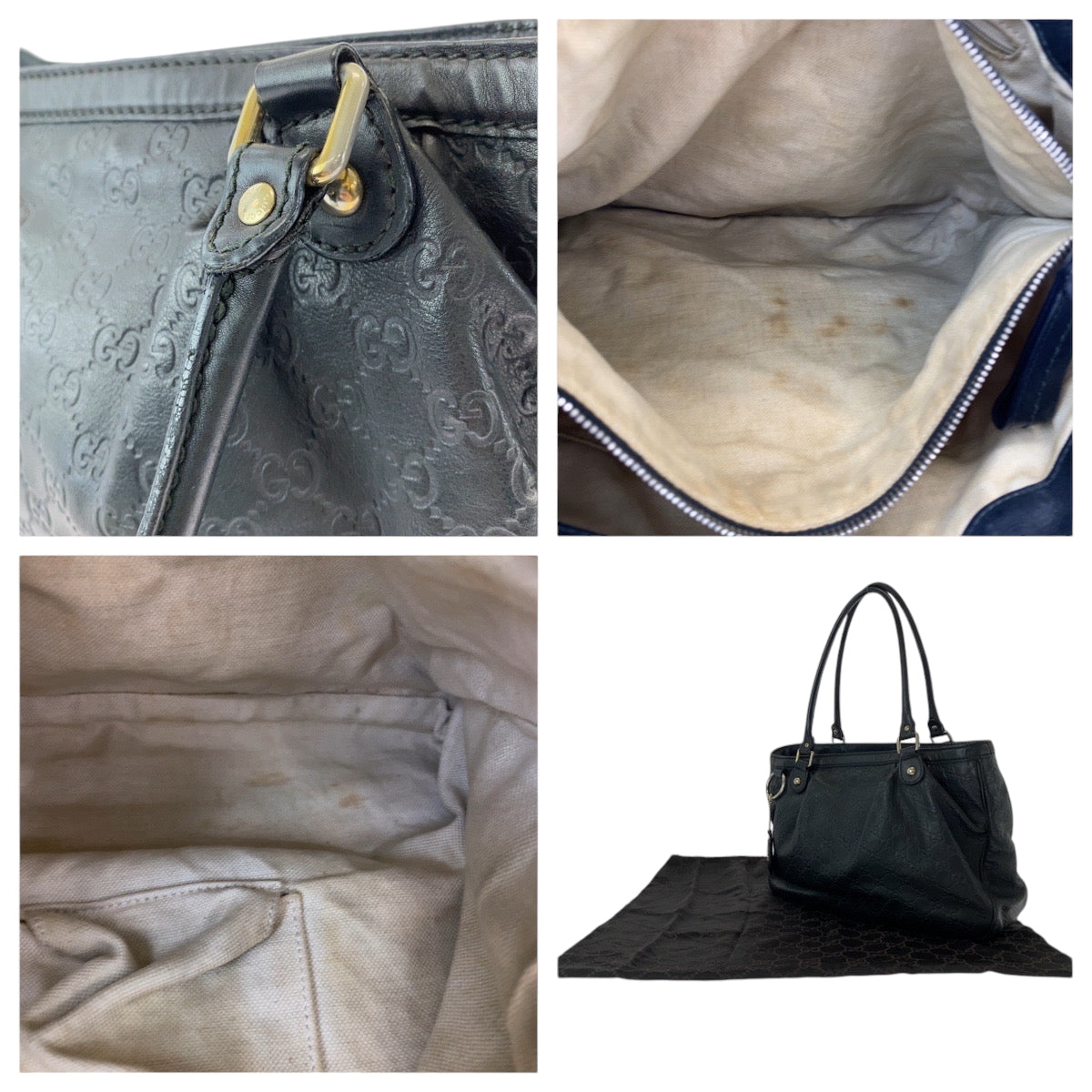 GUCCI Tote Bag 296853 leather Black GoldMetal Tote Bag Shoulder Bag Sukey Women Used