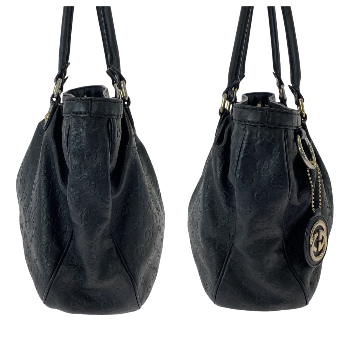 GUCCI Tote Bag 296853 leather Black GoldMetal Tote Bag Shoulder Bag Sukey Women Used