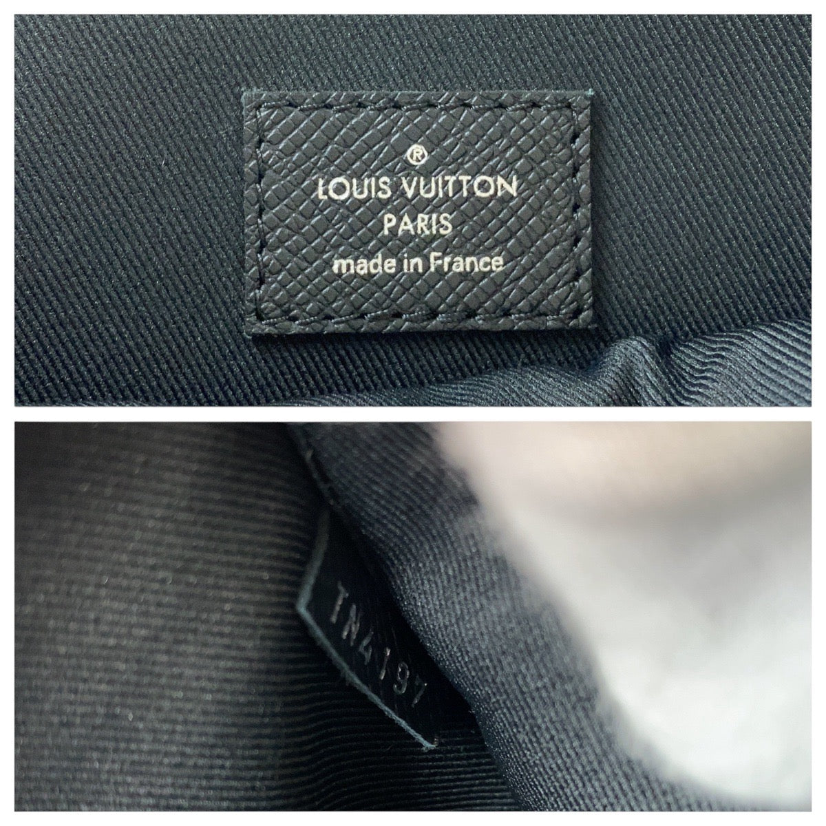 LOUIS VUITTON Clutch bag M30086 leather Black SilverMetal Clutch bag business bag Taiga Pochette Apollo mens Used