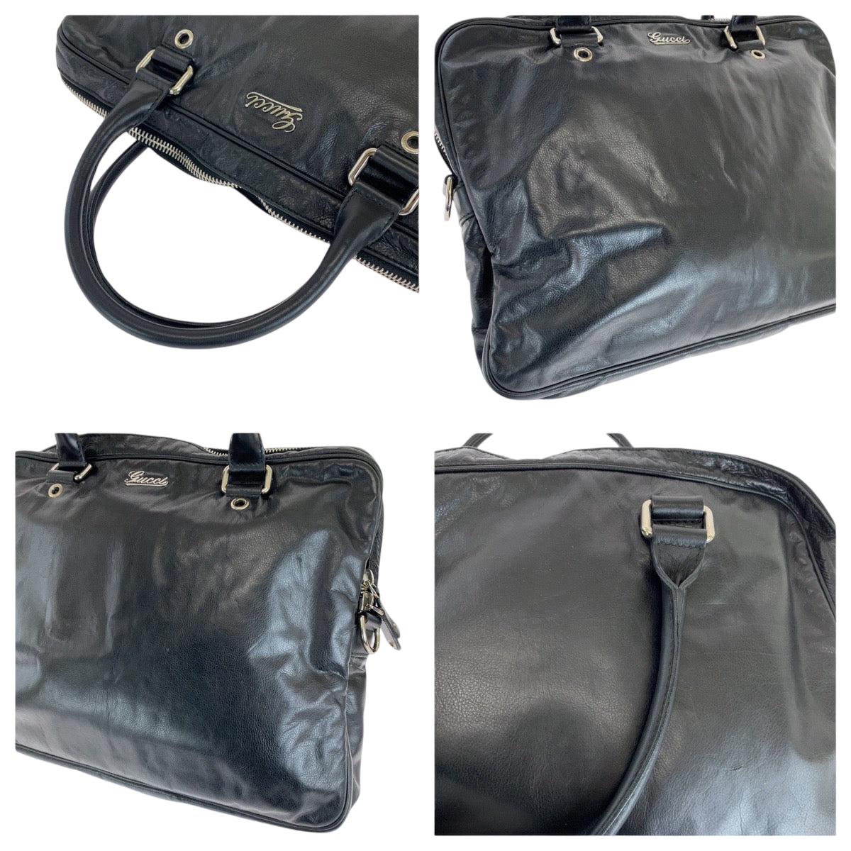 GUCCI Business bag 211113 leather Black SilverMetal Business bag handbag mens Used