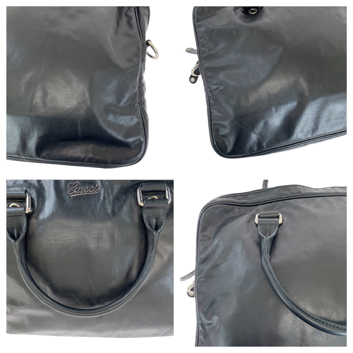 GUCCI Business bag 211113 leather Black SilverMetal Business bag handbag mens Used