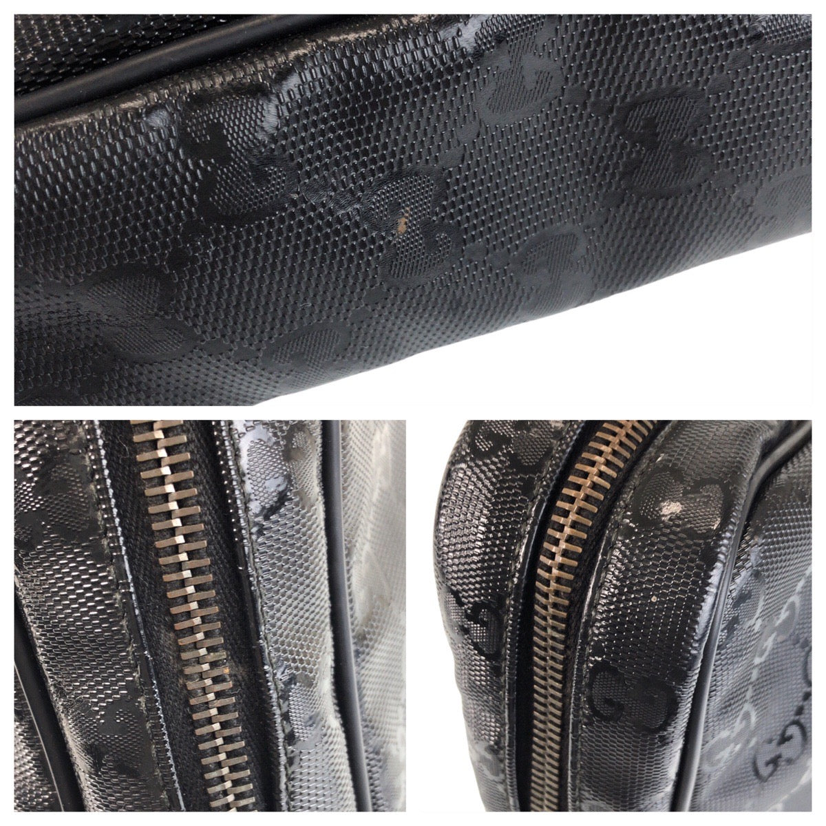 GUCCI Business bag 201480 PVC, Leather Black black Business bag briefcase GG implementation mens Used