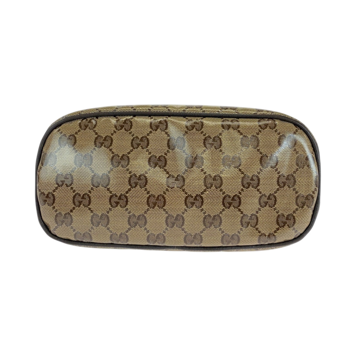 GUCCI Handbag 351403 PVC Brown Beige Gold Metal Handbag GG crystal Women Used