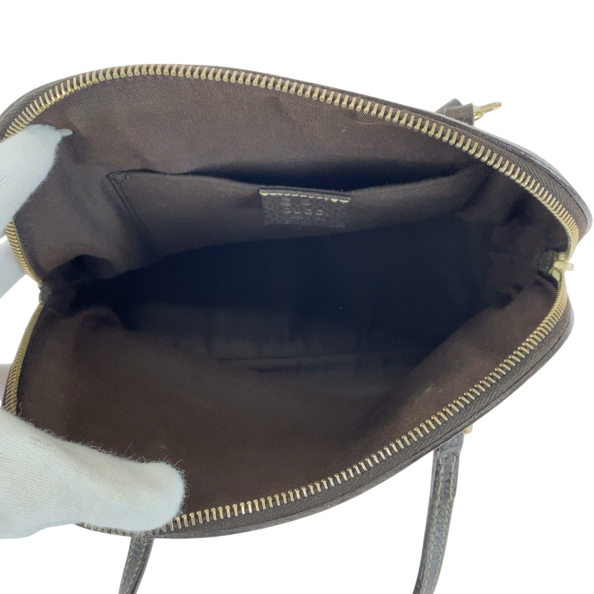 GUCCI Handbag 351403 PVC Brown Beige Gold Metal Handbag GG crystal Women Used