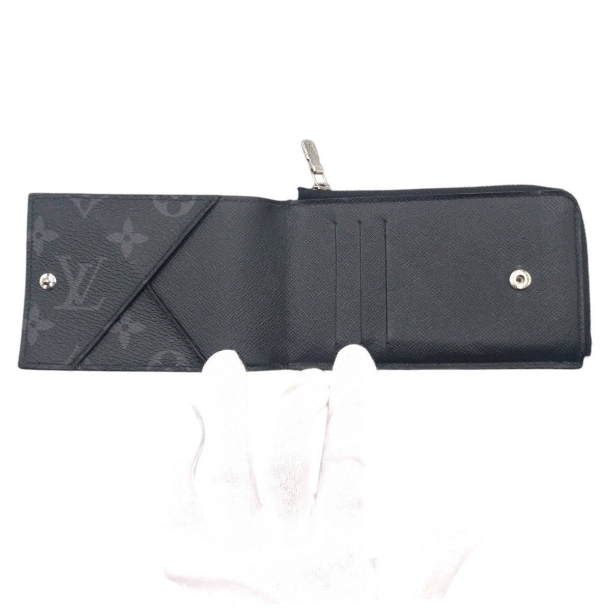 LOUIS VUITTON Bifold Wallet M81568 PVC Black SilverMetal Folding wallet Compact wallet Fragment case Monogram Eclipse hybrid wallet mens Used